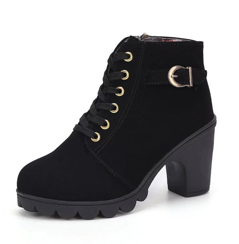 Elizabeth Ainsley Leopard Print Ankle Boots - Square Heel