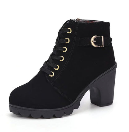 Elizabeth Ainsley Leopard Print Ankle Boots - Square Heel