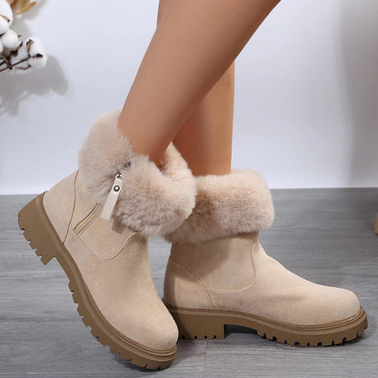 Elizabeth Ainsley Plush Winter Boots - Side Zipper Comfort
