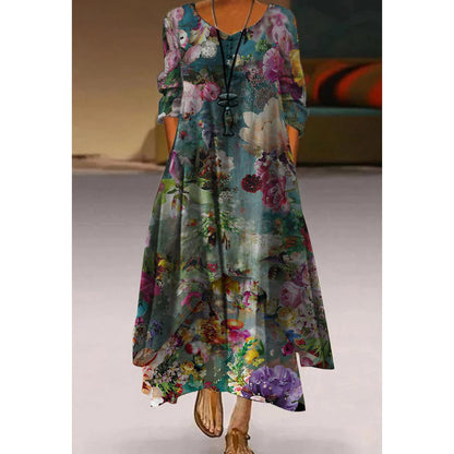 Artistic Floral Swing Dress by Elizabeth Ainsley