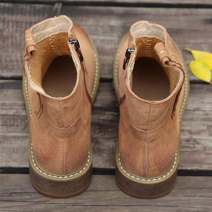 Oaklyn | Rustic Suede Side-Zip Lug-Sole Ankle Boots