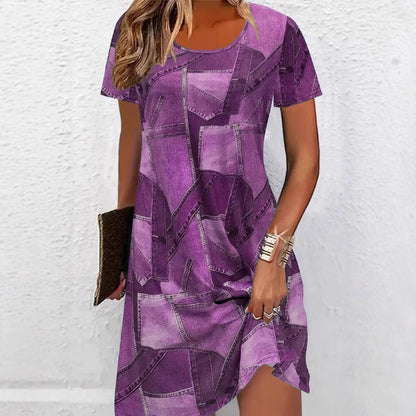 Chic Denim Print Elizabeth Ainsley A-Line Summer Dress