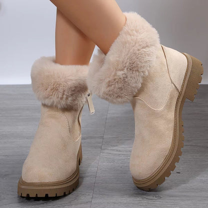 Elizabeth Ainsley Plush Winter Boots - Side Zipper Comfort