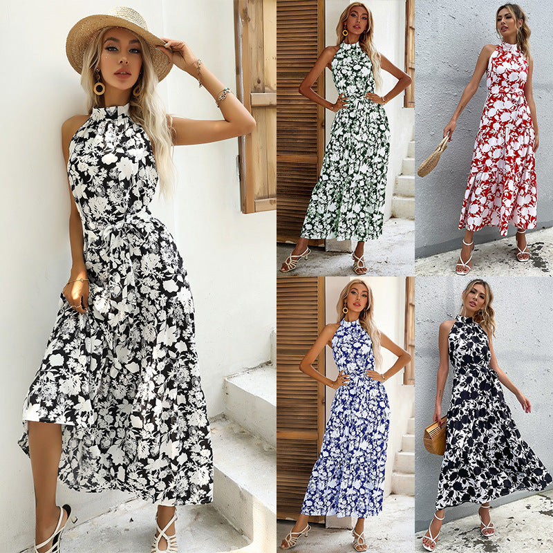 Printed Halter Maxi Dress by Elizabeth Ainsley