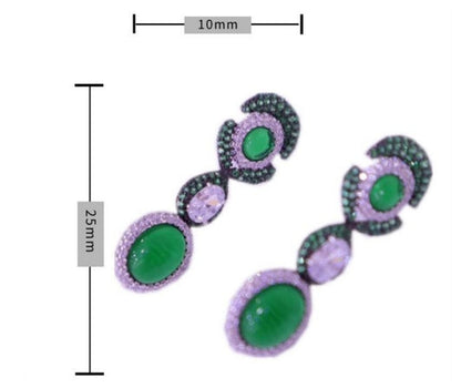 Elegant Green Gemstone Drop Earrings