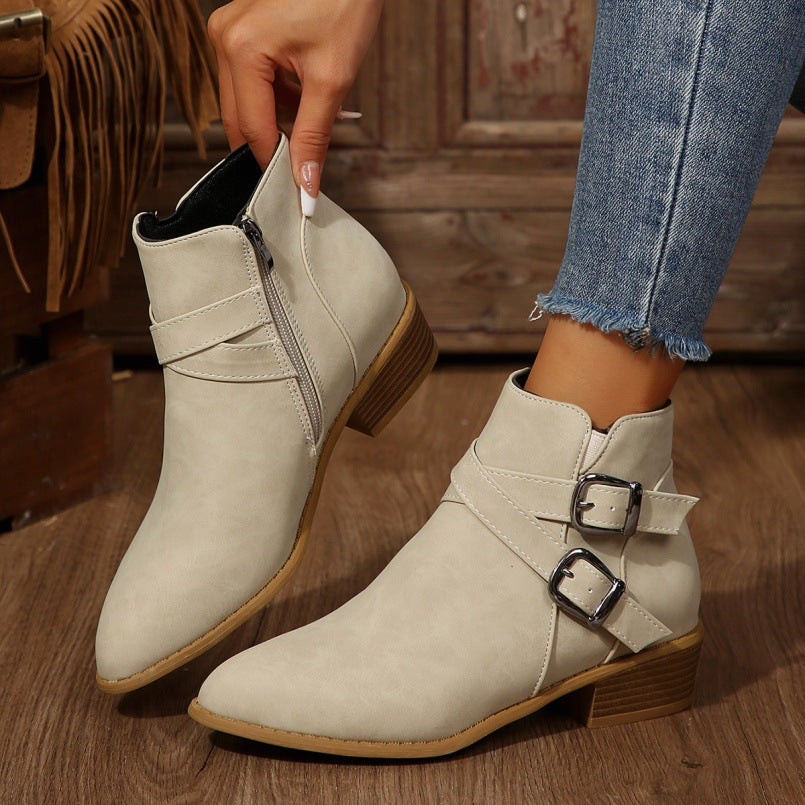 Elizabeth Ainsley Ankle Boots - Chunky Heel Leather Comfort