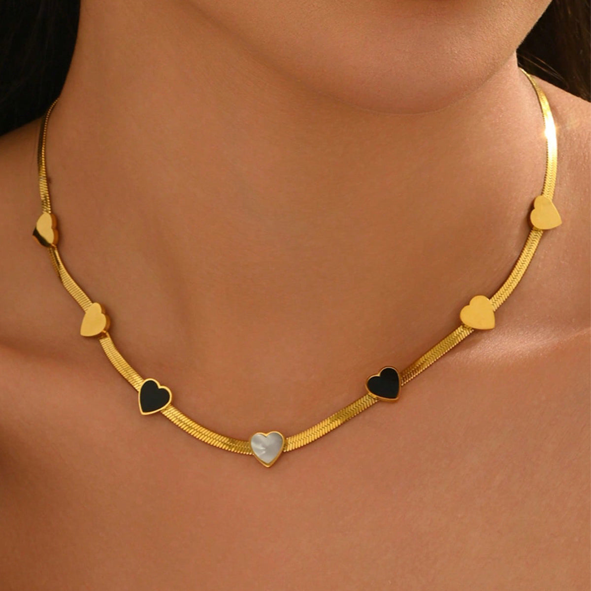 Heart Charm Necklace & Matching Bracelet Set