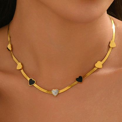 Heart Charm Necklace & Matching Bracelet Set