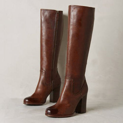Elizabeth Ainsley Plus-Size Boots - Chunky Heel & Zipper