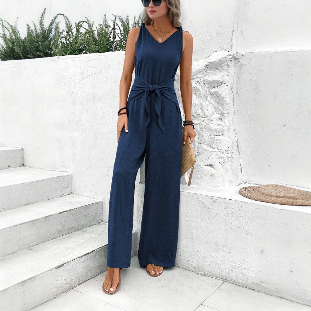 Chic Sleeveless Elizabeth Ainsley Dark Blue Jumpsuit