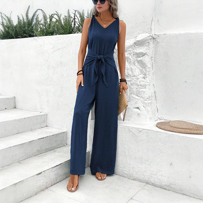 Chic Sleeveless Elizabeth Ainsley Dark Blue Jumpsuit
