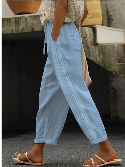 Elegant Cotton Linen Cropped Pants Elizabeth Ainsley