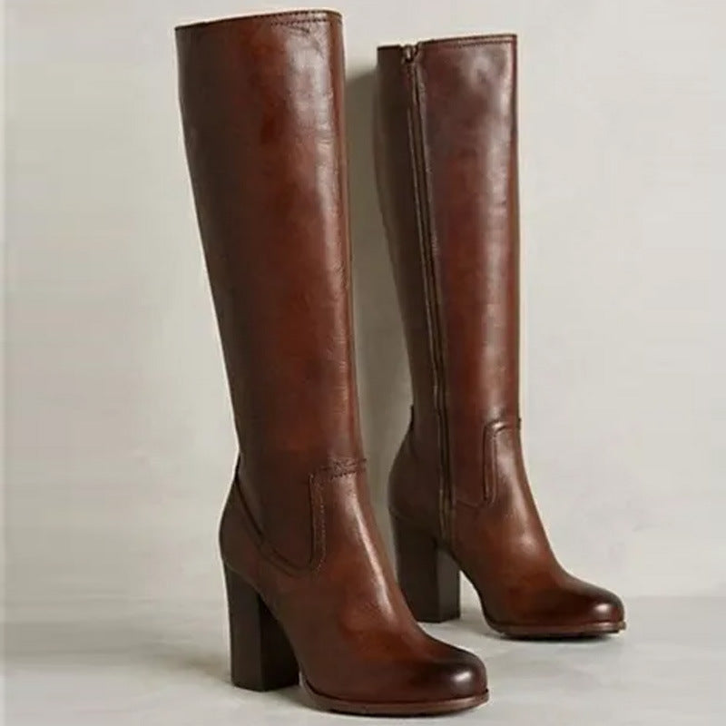 Elizabeth Ainsley Plus-Size Boots - Chunky Heel & Zipper