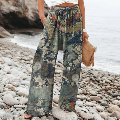 Boho Botanical Elizabeth Ainsley Women's Wide-Leg Pants