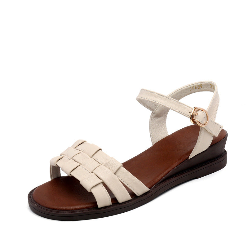 Retro Leather Flat Sandals by Elizabeth Ainsley