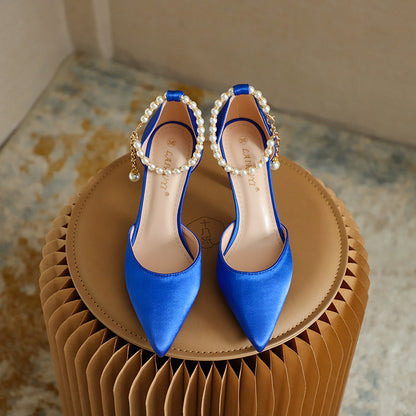Elegant Elizabeth Ainsley Satin Tassel Stiletto Heels