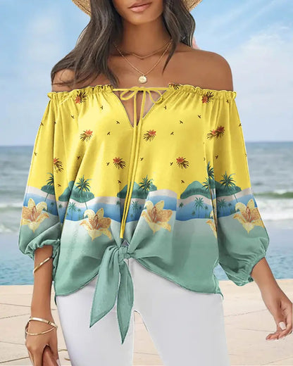 Chic Off Shoulder Printed Top Elizabeth Ainsley