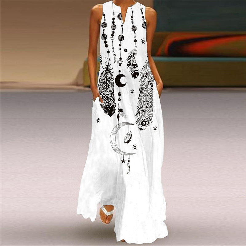 Floral Print Elizabeth Ainsley Sleeveless Maxi Dress