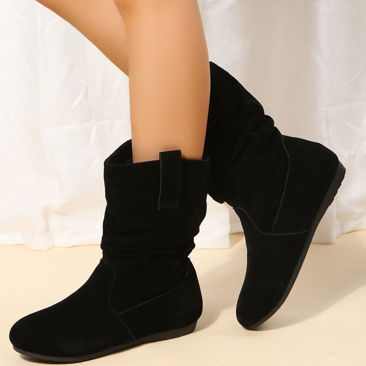Elizabeth Ainsley Suede Mid-Calf Boots - Winter Warmth