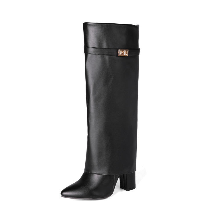 Elizabeth Ainsley Mid-Calf Boots - Pointed Toe & Buckles