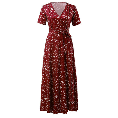 Floral Print Elizabeth Ainsley Short Sleeve Maxi Dress