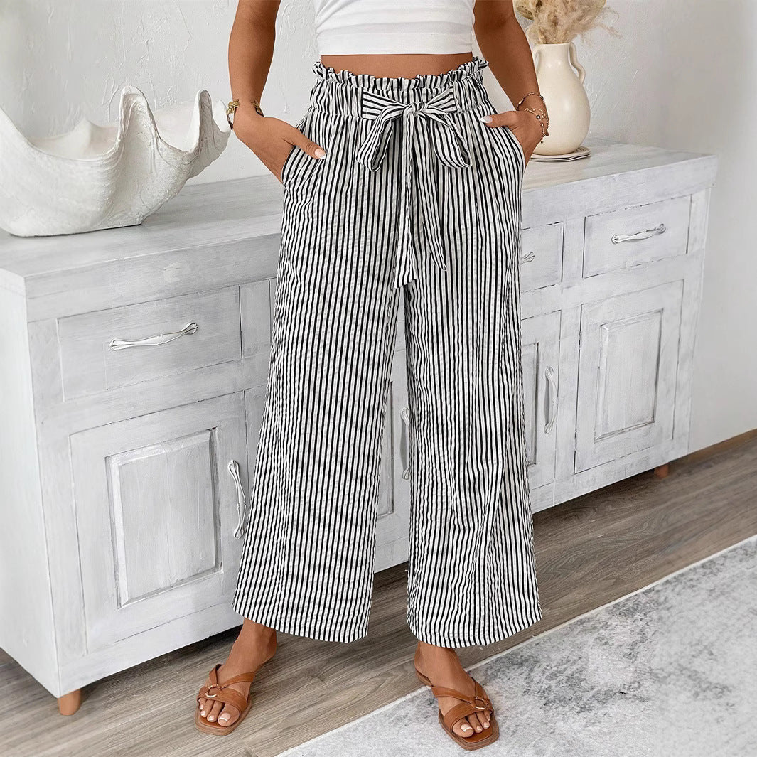 Striped Straight-Leg Pants by Elizabeth Ainsley