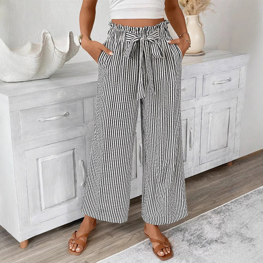 Striped Straight-Leg Pants by Elizabeth Ainsley