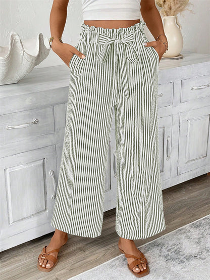 Striped Straight-Leg Pants by Elizabeth Ainsley