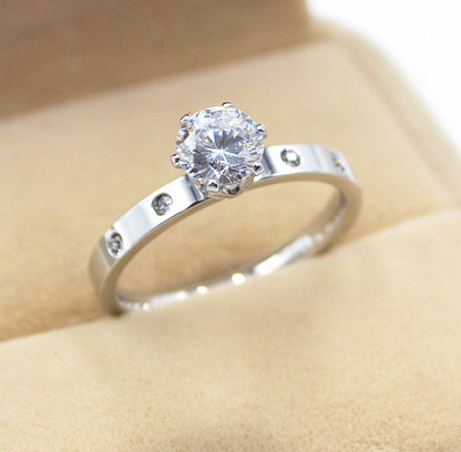 Classic Solitaire Crystal Engagement Ring