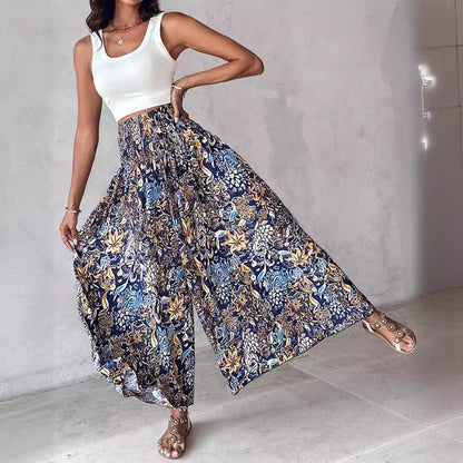 Retro Floral Wide-Leg Pants by Elizabeth Ainsley