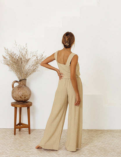 Relaxed Cotton Linen Vest Set by Elizabeth Ainsley