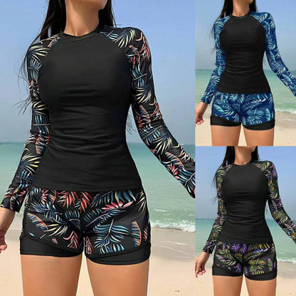 Leaf Print Elizabeth Ainsley Long Sleeve Tankini Set