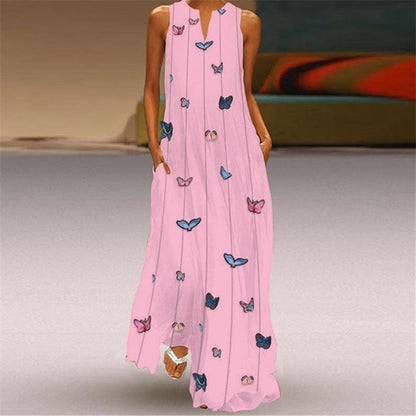 Vibrant V-Neck Swing Dress by Elizabeth Ainsley
