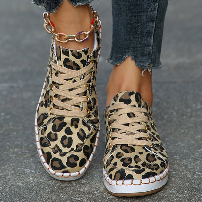 Leopard Print Elizabeth Ainsley Canvas Sneakers