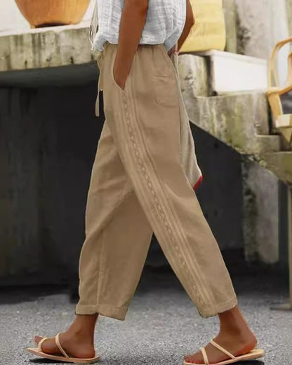 Elegant Cotton Linen Cropped Pants Elizabeth Ainsley