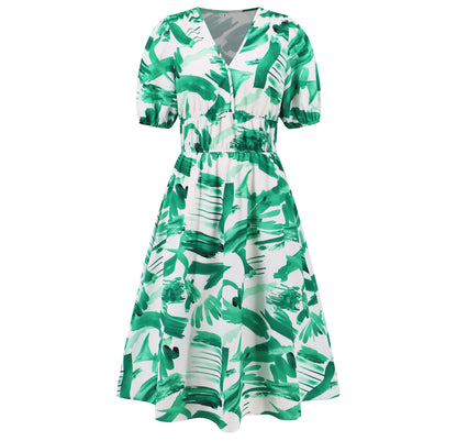 Bohemian Floral V-Neck Dress by Elizabeth Ainsley