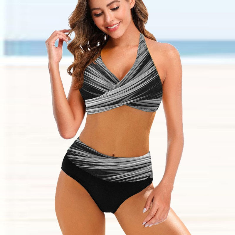 Striped Tie-Dye High Waist Bikini by Elizabeth Ainsley