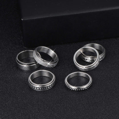 Minimalist Stainless Steel Band Ring – Engraved & Polished Finish