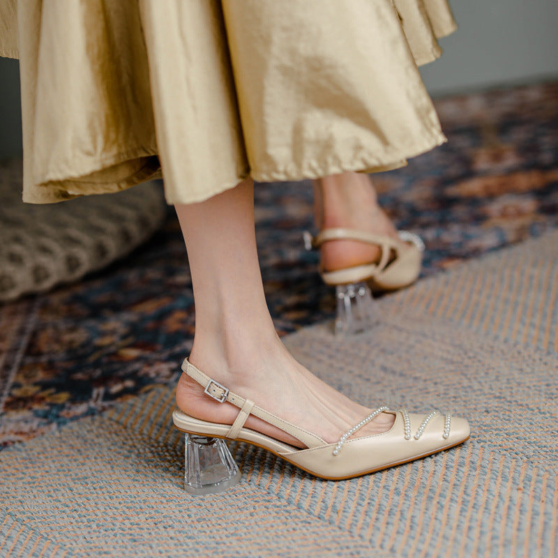 Elegant Crystal Heel Sandals by Elizabeth Ainsley