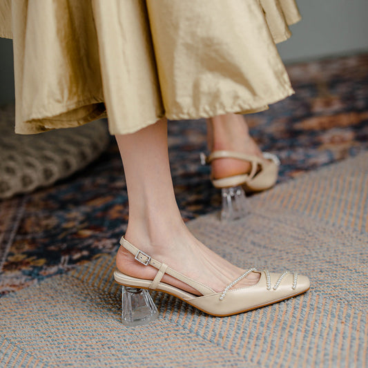 Elegant Crystal Heel Sandals by Elizabeth Ainsley