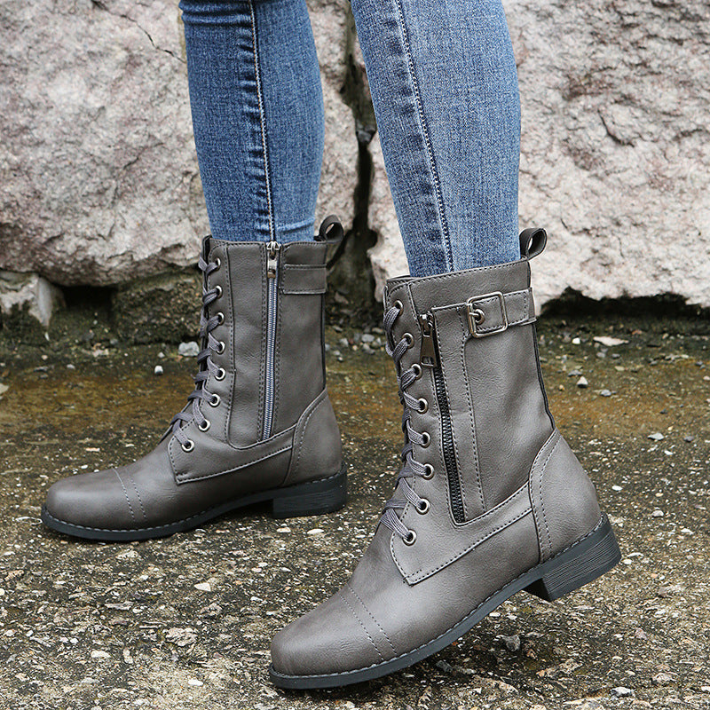 Elizabeth Ainsley Women's Lace Up Low Heel Boots - Supportive