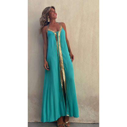 Elegant Lace-Up Halterneck Dress by Elizabeth Ainsley