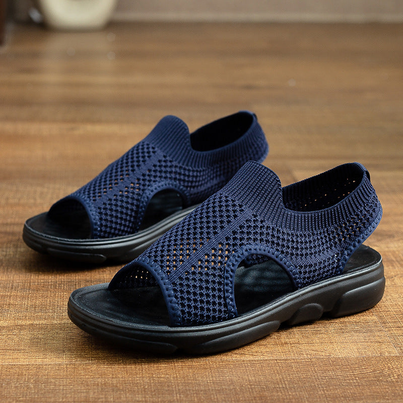 Breathable Knit Flat Sandals by Elizabeth Ainsley