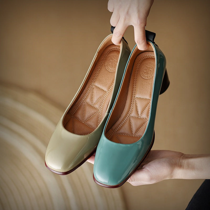 Elegant Leather Chunky Heels by Elizabeth Ainsley