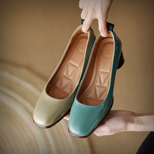 Elegant Leather Chunky Heels by Elizabeth Ainsley
