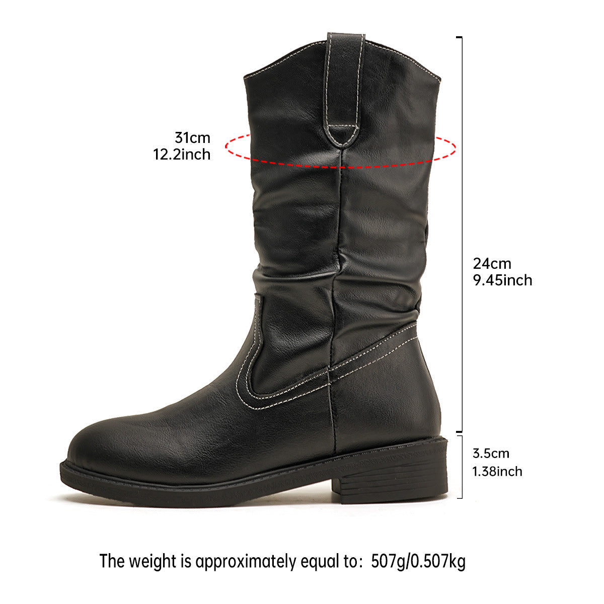 Elizabeth Ainsley Pleated Leather Boots - Midcalf Comfort