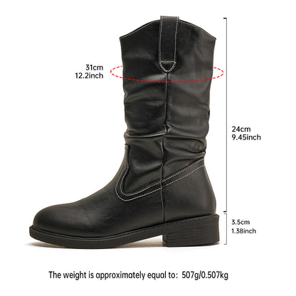 Elizabeth Ainsley Pleated Leather Boots - Midcalf Comfort
