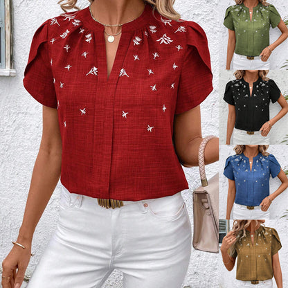 Chic Printed Blouse Elizabeth Ainsley Shoulder Pleat Top