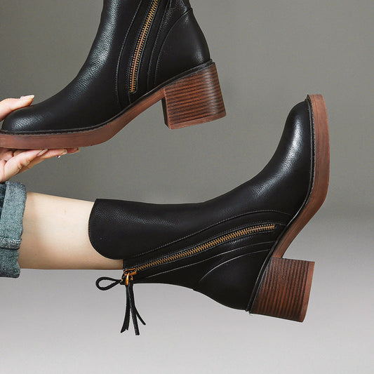 Megan | Classic Leather Block-Heel Orthopedic Ankle Boots