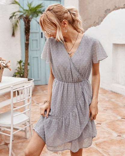 Chic Ruffle Grey Dress by Elizabeth Ainsley